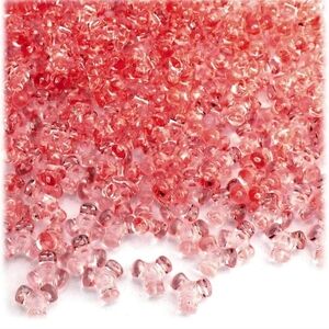 Beadtopia Pink Tri Beads 250 pcs Plastic Transparent 10mm NEW Jewelry Crafts